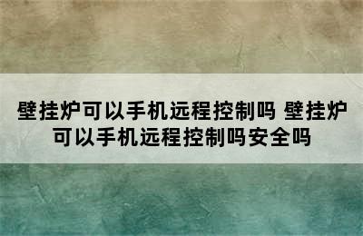 壁挂炉可以手机远程控制吗 壁挂炉可以手机远程控制吗安全吗